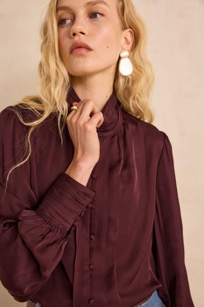 Picture of MAY HIGH-NECK SATIN BLOUSE